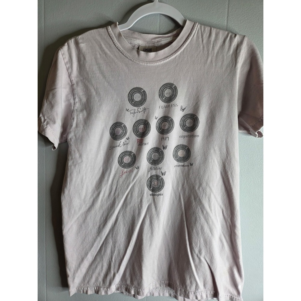 Comfort Colors Taylor Swift Eras Vinyl Graphic T-Shirt Light Pink Small 2148